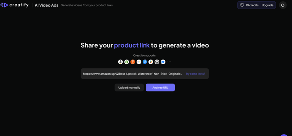 paste link to creatify ai