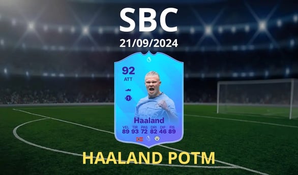sfonda campo da calcio con carta di haaland potm