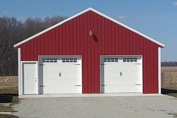 This pole barn was built facing the road in Benton, IN.