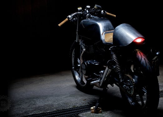 CB 440 N, spoked circles, hand made iron body, velvet seat and knobs click image for details