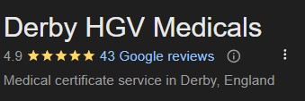 Derby HGV Medicals google reviews