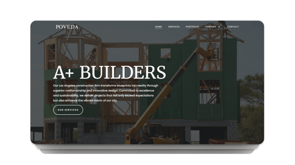 Robust construction website with project galleries and industrial design elements.