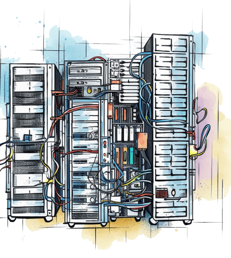 an image shows racks and servers