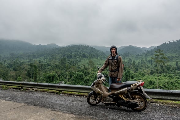 Riding the motorbike in Phong Nha