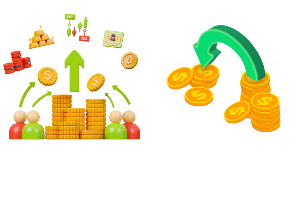 a pile of coins and a pile of coins