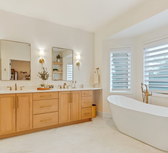 Bathroom renovation in Cumming, GA with custom tile shower and modern vanity