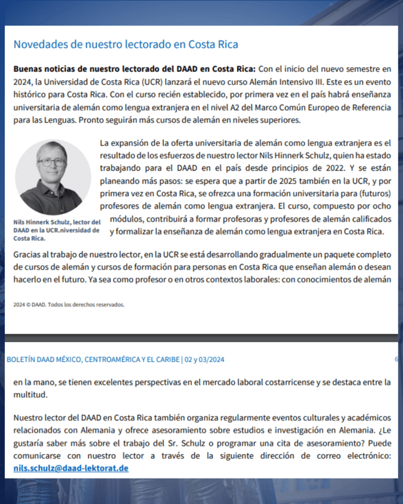 Nils Hinnerk Schulz - Lector DAAD logros