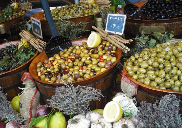 Olives at a French market