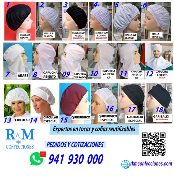 Cofias - Tocas Reutilizables - Tocas de Tela - Cofias - Tocas lavables - RKM Confecciones