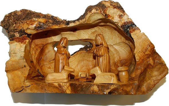 handcrafted wood nativity