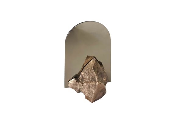 Casted stone in bronze double sided desk mirror