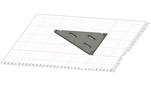 view in a cad, a triangle shaped object with a triangle shaped object