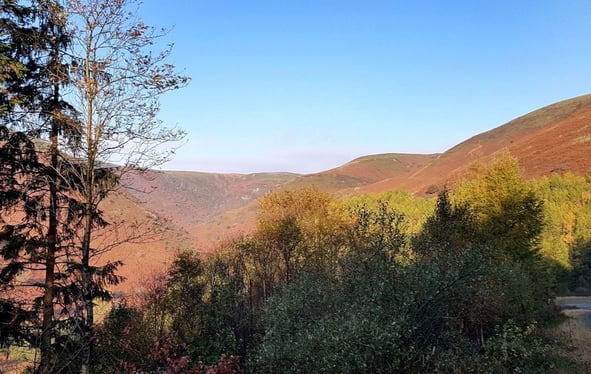 view of the cambrian mountains in the winter