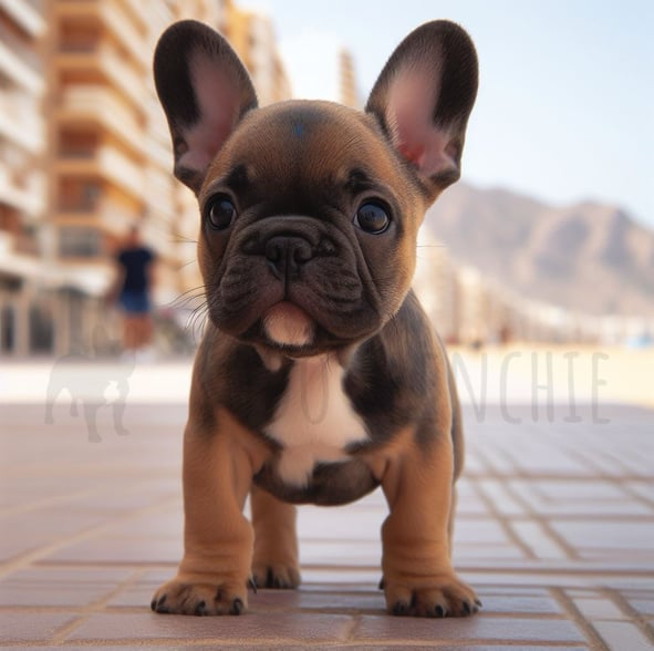 Bulldog Frances cachorro paseo playa