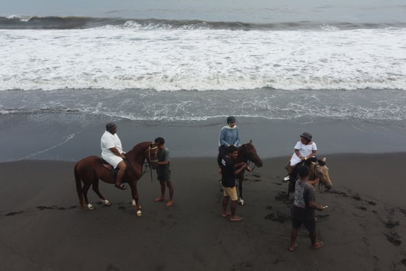 riding along the beach