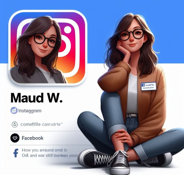a avatar of a woman sitting next to the logo of instagram