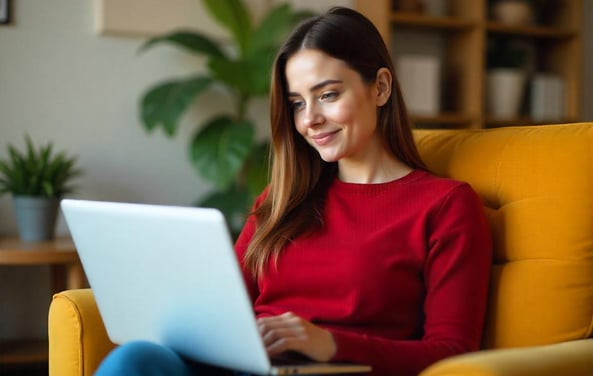 terapia integrativa online com valor social acessivel foto ilustra mulher com notebook em sessão