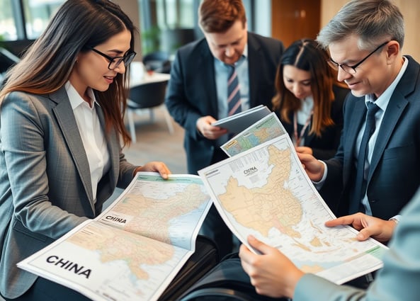 a group of people sitting around a map of a map