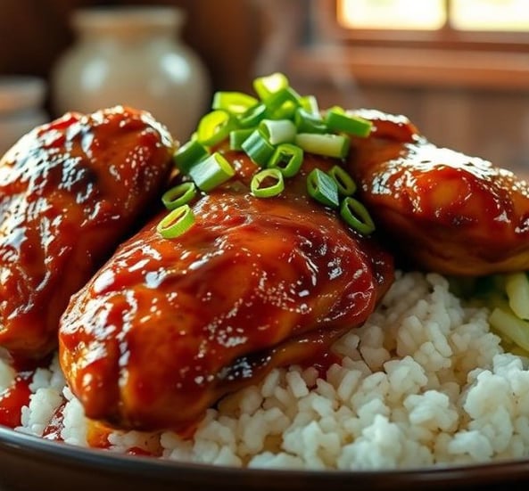 Shoyu Chicken over rice