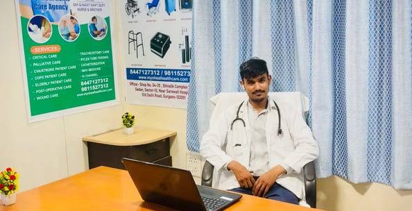 Dr Salman Khan, founder of Myo Physio at Home, delivering a message on quality home physio care.