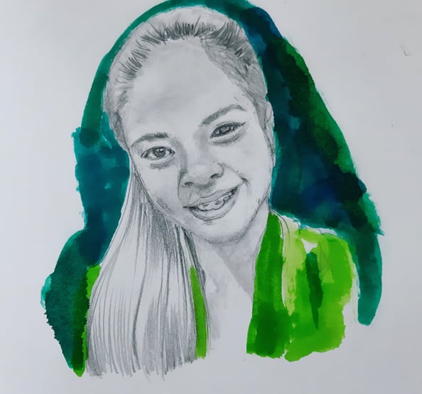 A pencil and ink portrait of drug war victim Rowena Tiamzon