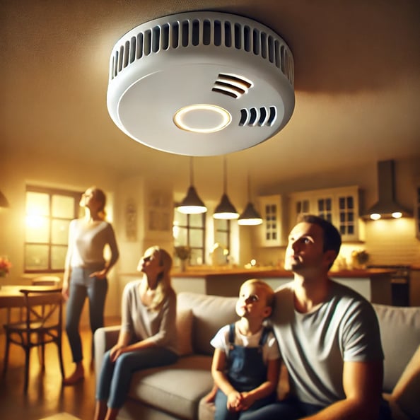 A family in their home safely protected by a well maintained smoke alarm