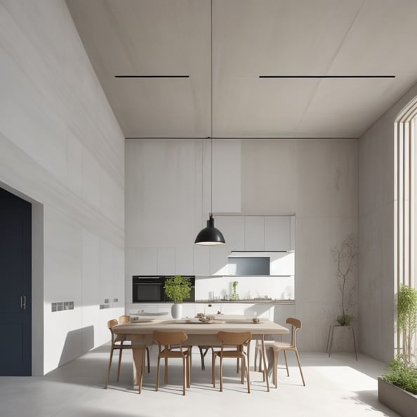 a dining room with a table and chairs