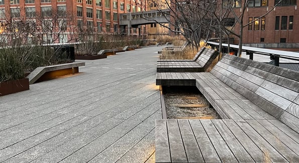 Wooden Bench along the High Line NYC