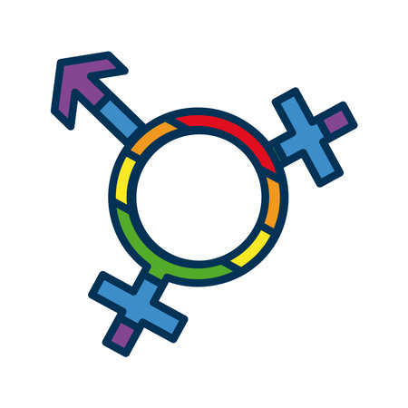 a rainbow colored symbol of a male and female symbol