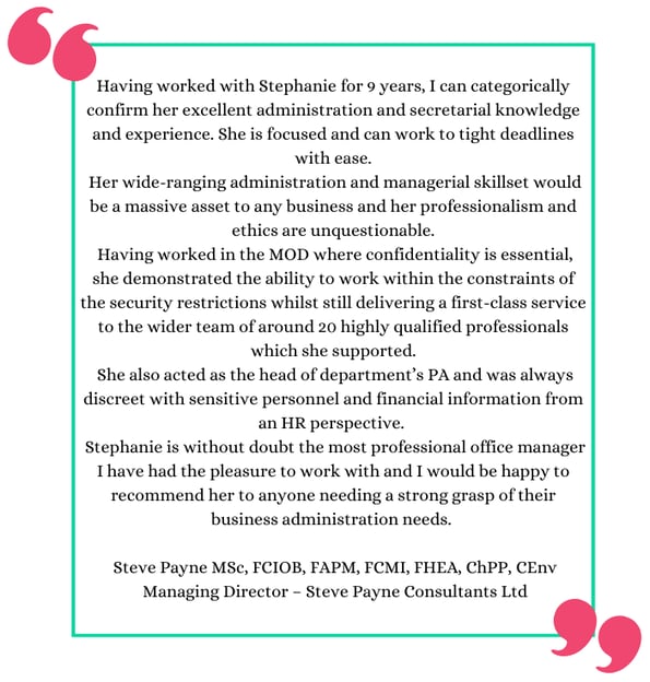 Testimonial from Steve Payne, Managing Director of Steve Payne Consultants Ltd