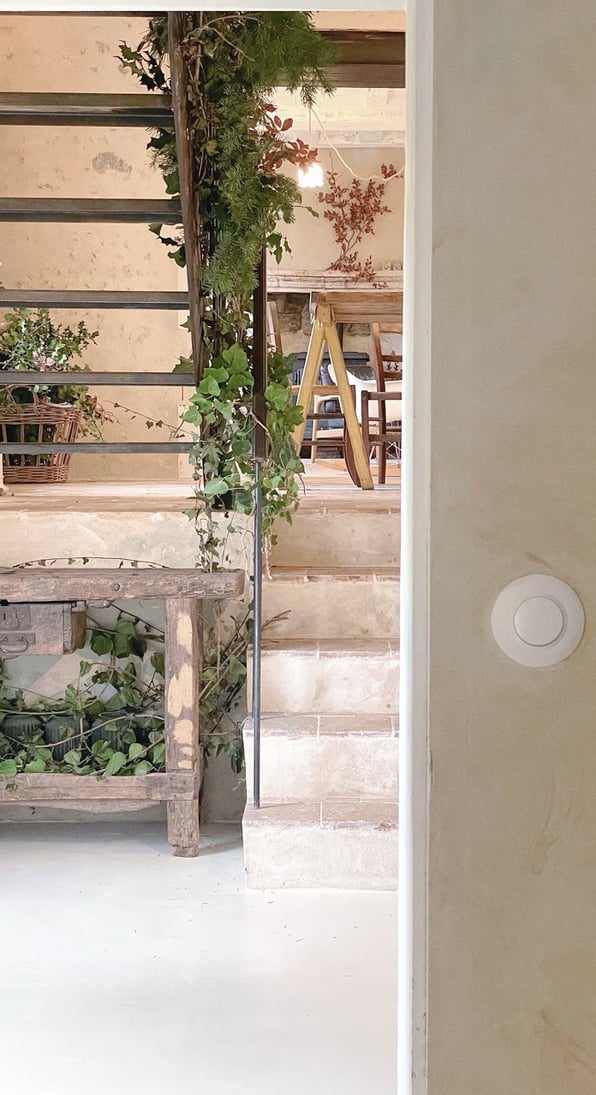 interior farmhouse, metal stairs, normandy, le Perche, French cottage, countryhome, Airbnb