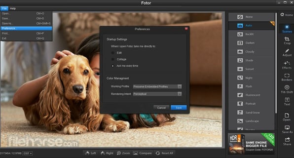 screen shot of fotor photo editor