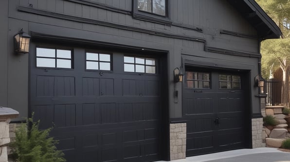 two black garage doors