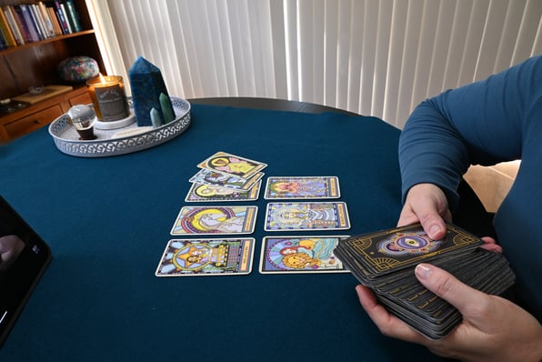 Woman reading tarot cards