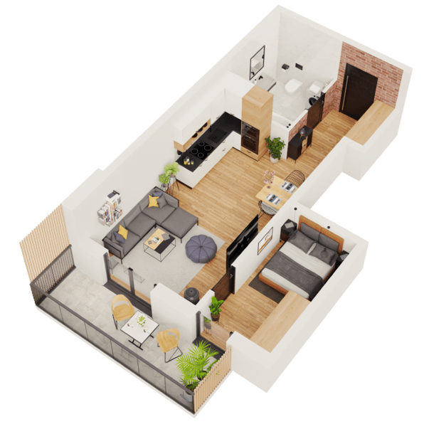 Buto 3D plano vizualizavimas
