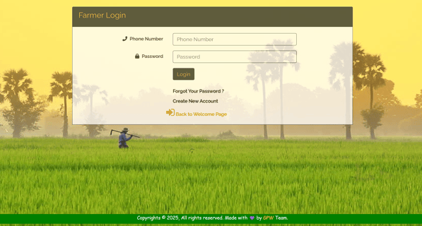 Agro Connect Farmers Ecommerce Portal - Farmers Login Page