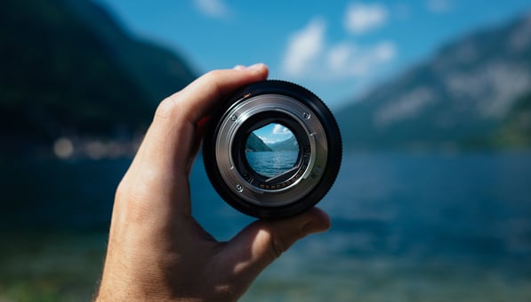 image of Scottish loch seen through camera lens