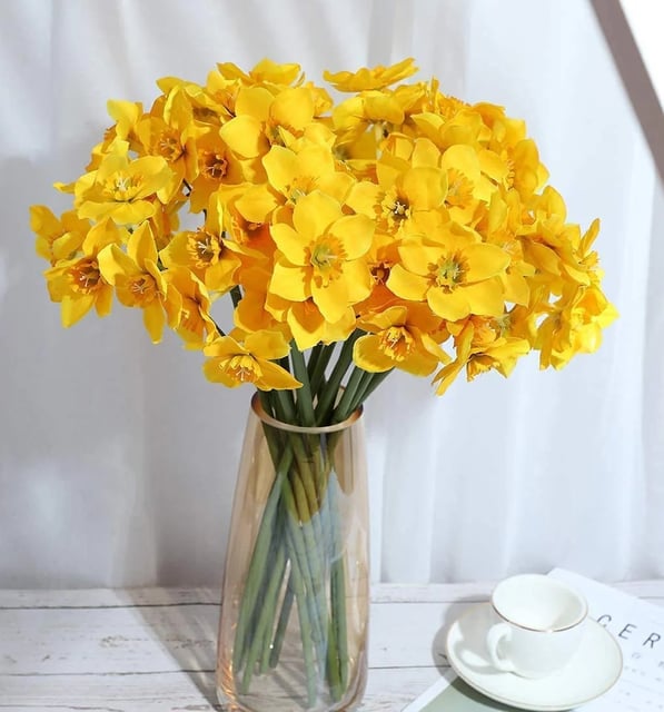 yellow faux daffodils