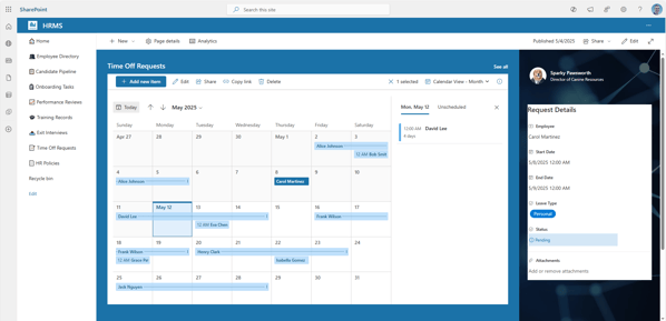 Employee Time Off Requests & Calendar in SharePoint