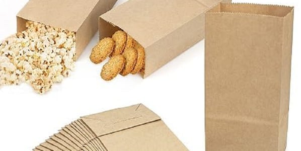 a variety of food items including a bag of popcorn