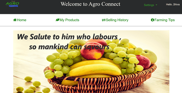 Agro Connect Farmers Ecommerce Portal - Farmers Homepage