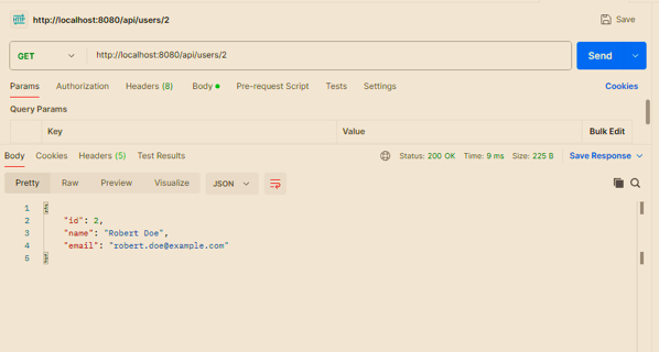 POSTMAN API testing of REST API in JAVA Spring boot GET endpoint with path parameter