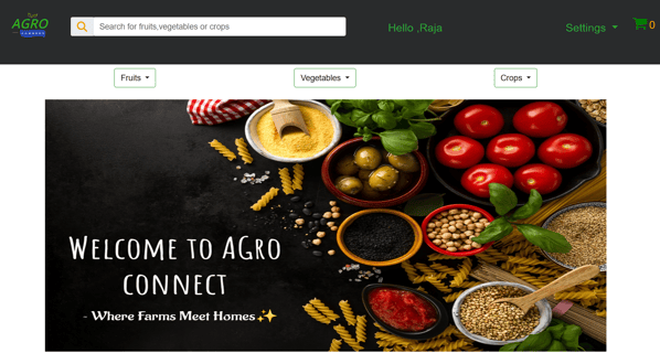 Agro Connect Farmers Ecommerce Portal - Buyers Homepage