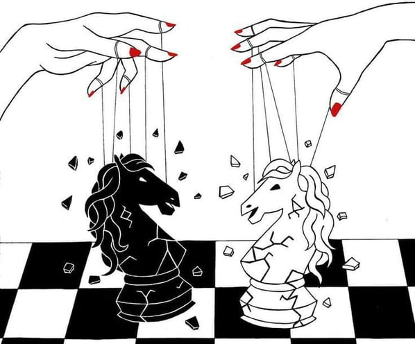 chess pieces as hand puppets