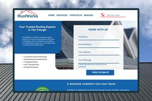 msmdigital marketing website for a roofer durham nc chapel hill, raleigh nc