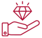 a hand holding a diamond shaped diamond in a hand