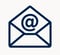 An open envelope with an "at" symbol for email