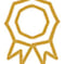 Gold outline of an award ribbon icon representing Tech-savvy bookkeeping icon