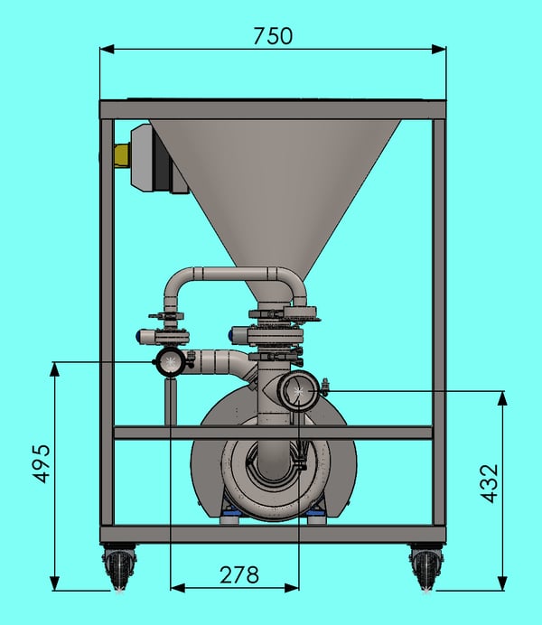 FZ-TB triblender with table, dimensional drawing