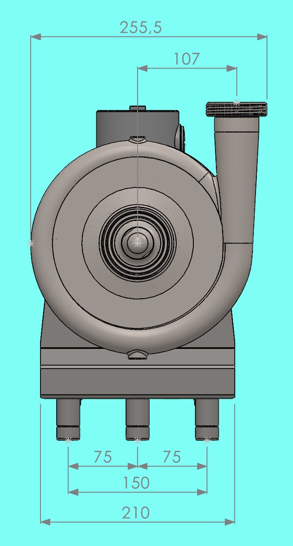 FZ-CP IP69-K pump dimensional drawing
